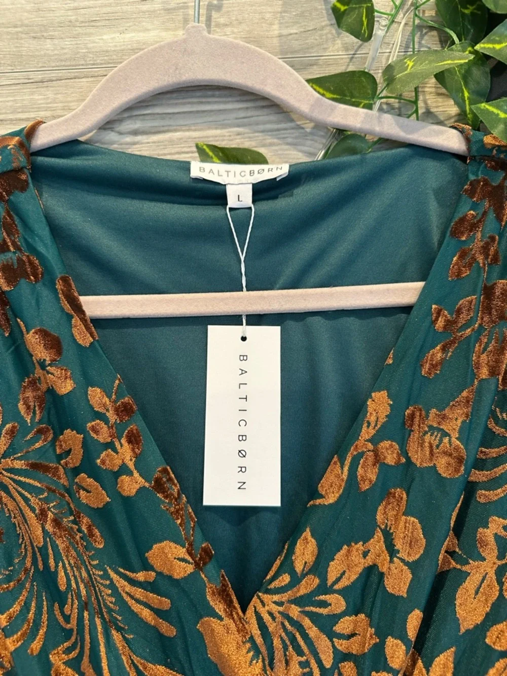 NWT - Baltic Born Green and Rust Floral Wrap Maxi Dress - Picture 8 of 12